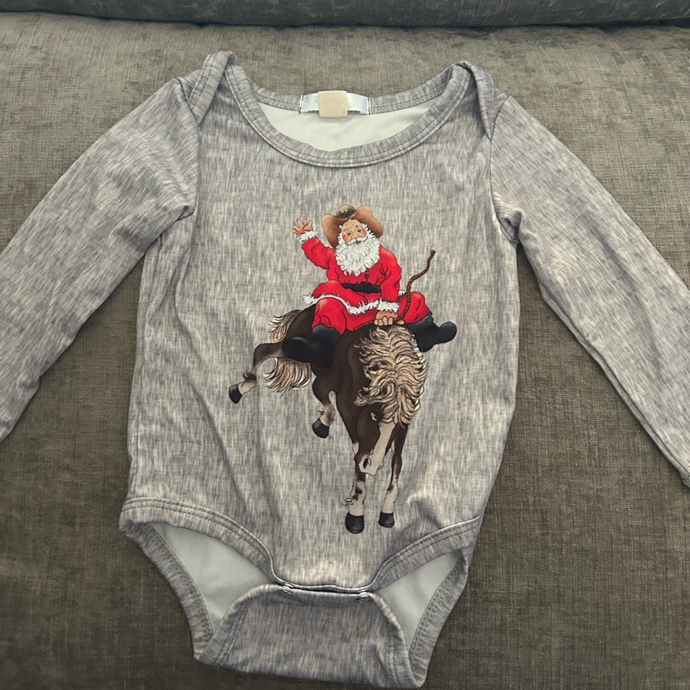Carter's Santa Cowboy Bodysuit - Gray and Red